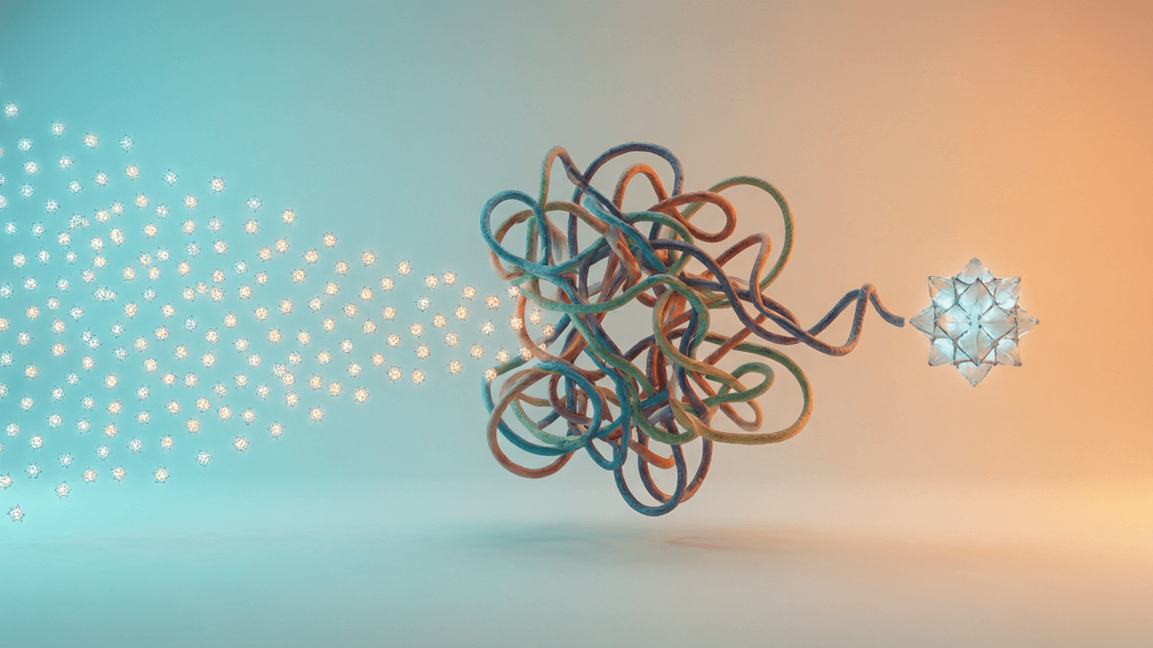 Conceptual illustration of AI agents analyzing protein sequences